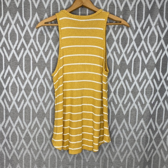 Peyton Jensen Striped Yellow & Cream Tank Top in Waffle Knit Size: Medium - Picture 2 of 3
